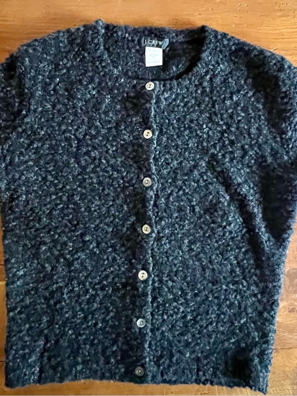 J. Crew Black Bouclé Button-Front Cardigan